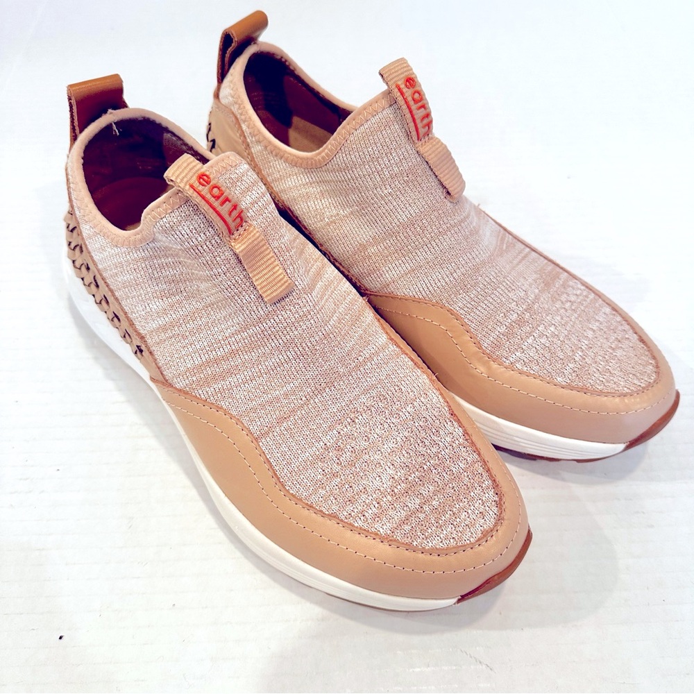 Earth Journey Ramble Leather Mesh Sneakers Women's 8.5 Blush Metallic Rose NWOT